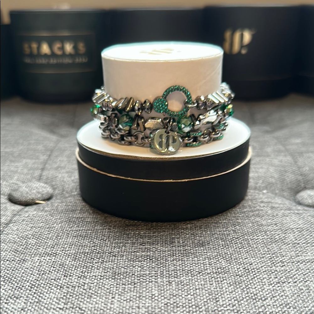 Bomb Party Silver and Green Bracelet